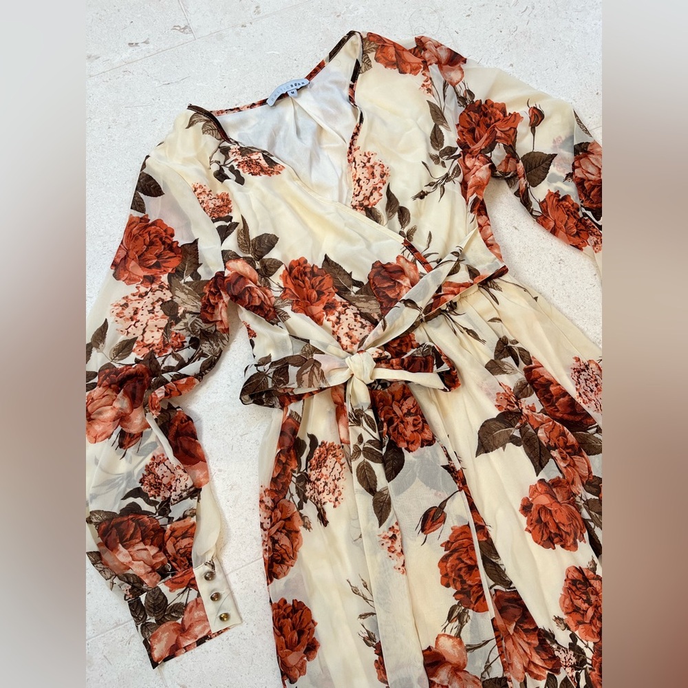Baltic Born Floral Maxi Dress - Cream and Brown
